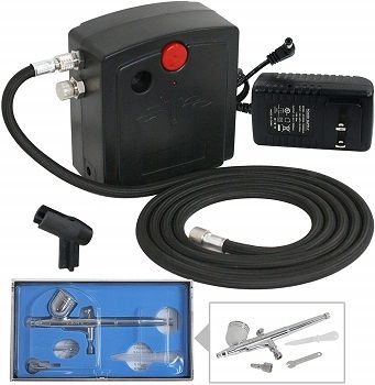 F2C TC-100 Dual Action Mini Air Compressor Airbrush Kit